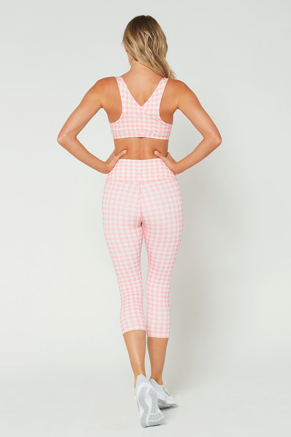 Pink Houndstooth Zip Bra