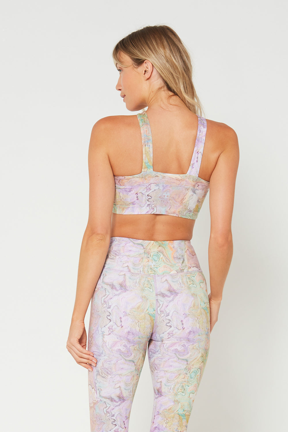 Pastel Marble Cross-Over Halter Crop Top