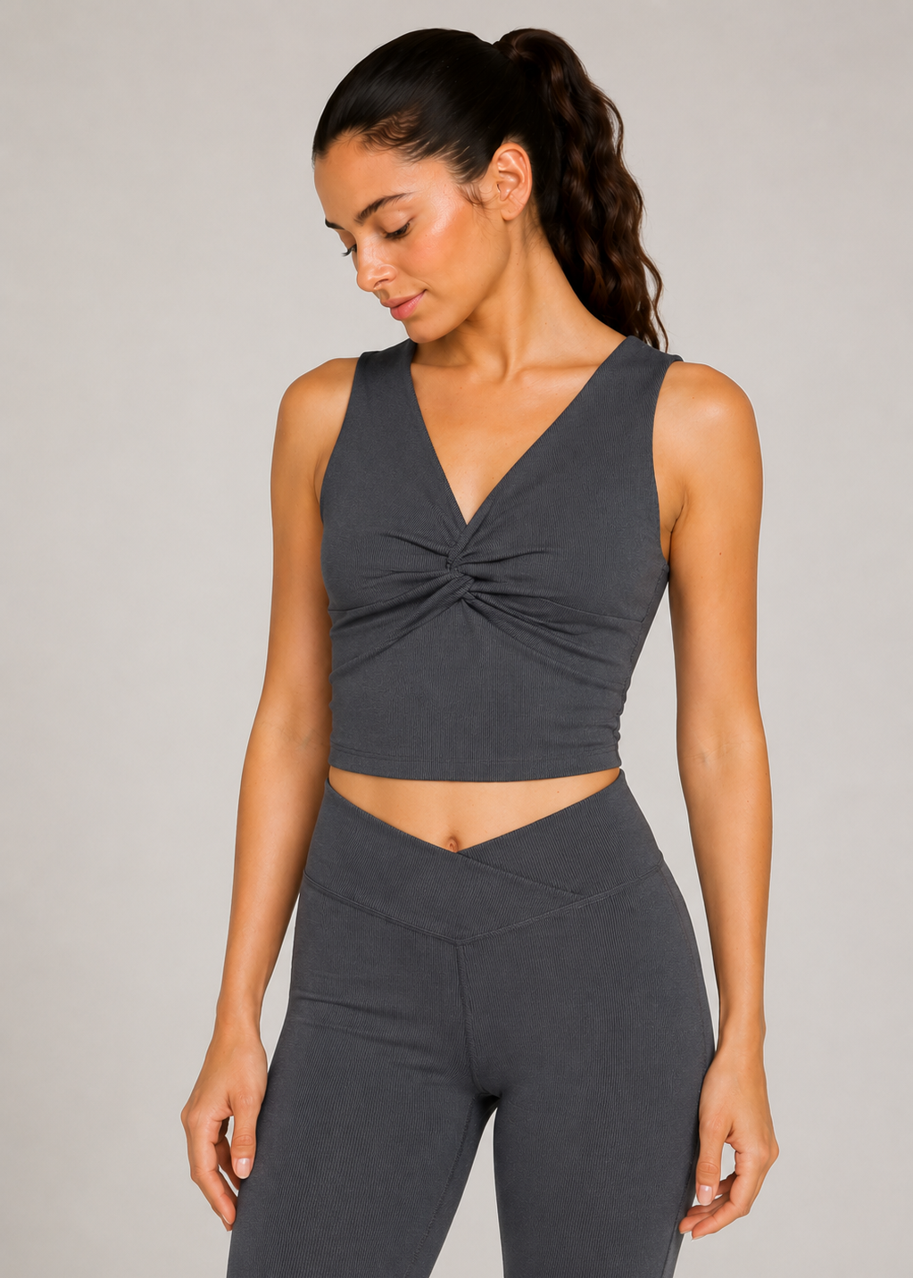 Cross Front Rib Crop Top