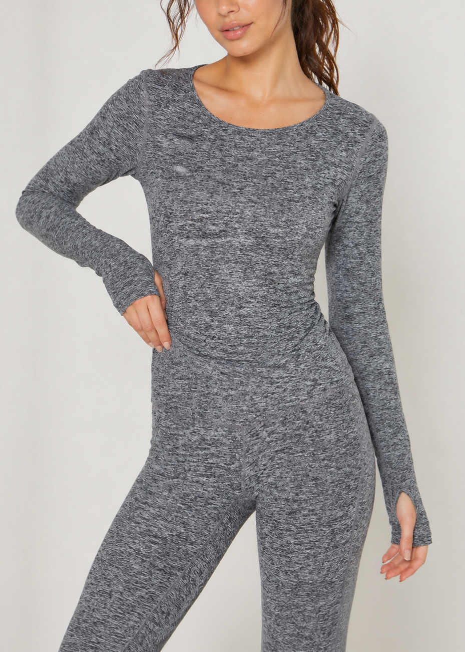 Soft Heather Jersey Long Sleeve Thumbhole Top