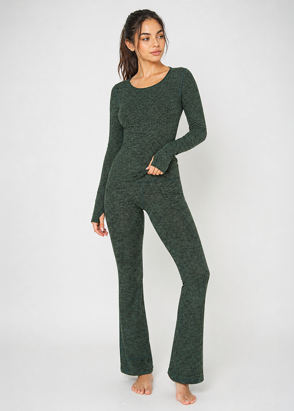 Soft Heather Jersey Long Sleeve Thumbhole Top