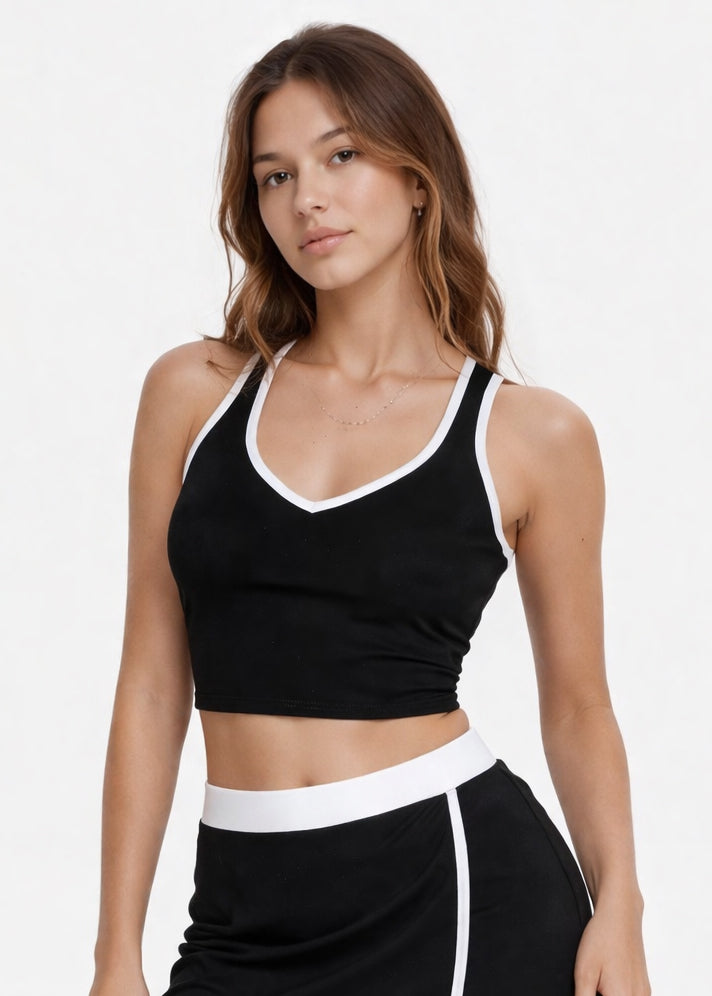 Contrast Cropped Sports Bra