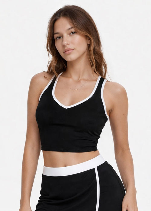 Contrast Cropped Sports Bra