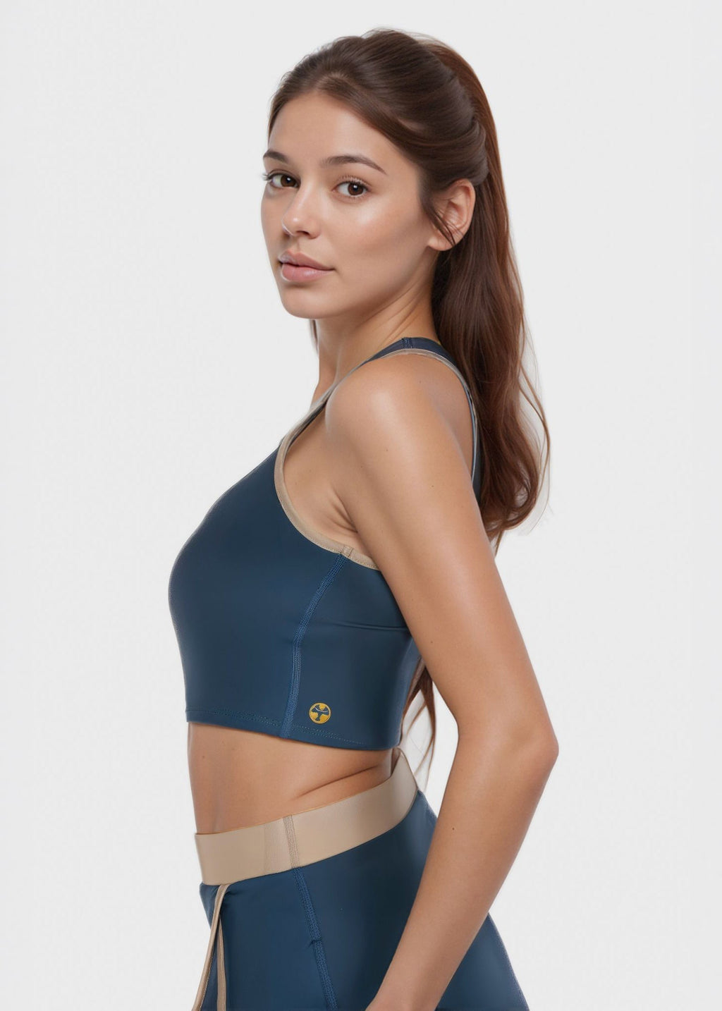 Contrast Cropped Sports Bra