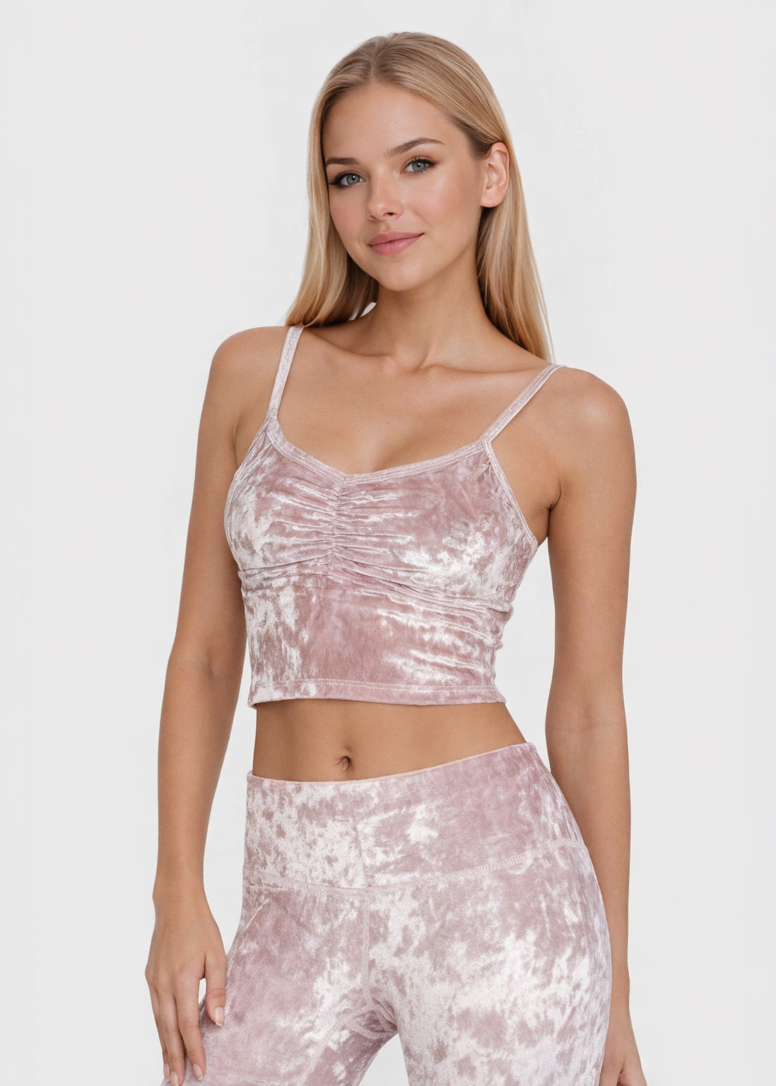 Velvet Shirred Crop Top